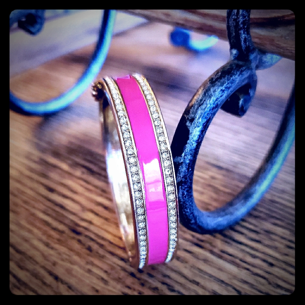 Ann Taylor Pink & Gold colored Bangle Bracelet